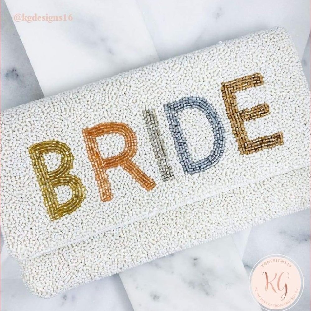 Bride Ombre Beaded Cross Body Bag Clutch